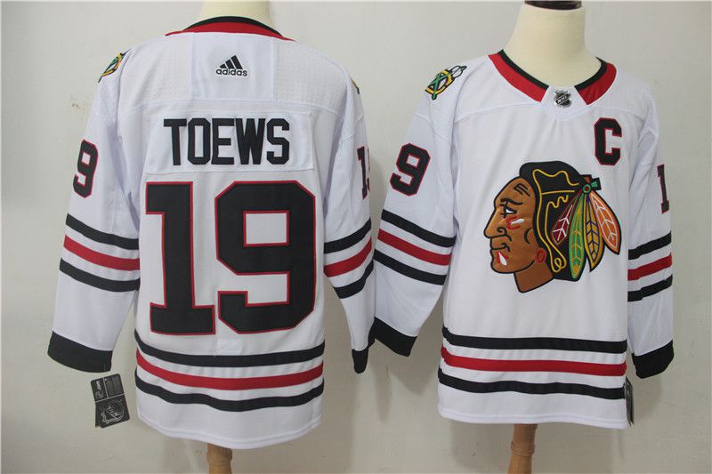 Men Chicago Blackhawks 19 Toews white Adidas Hockey Stitched NHL Jerseys